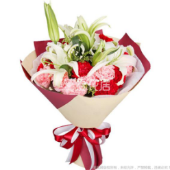 康乃馨搭配百合花束 康乃馨搭配百合花束